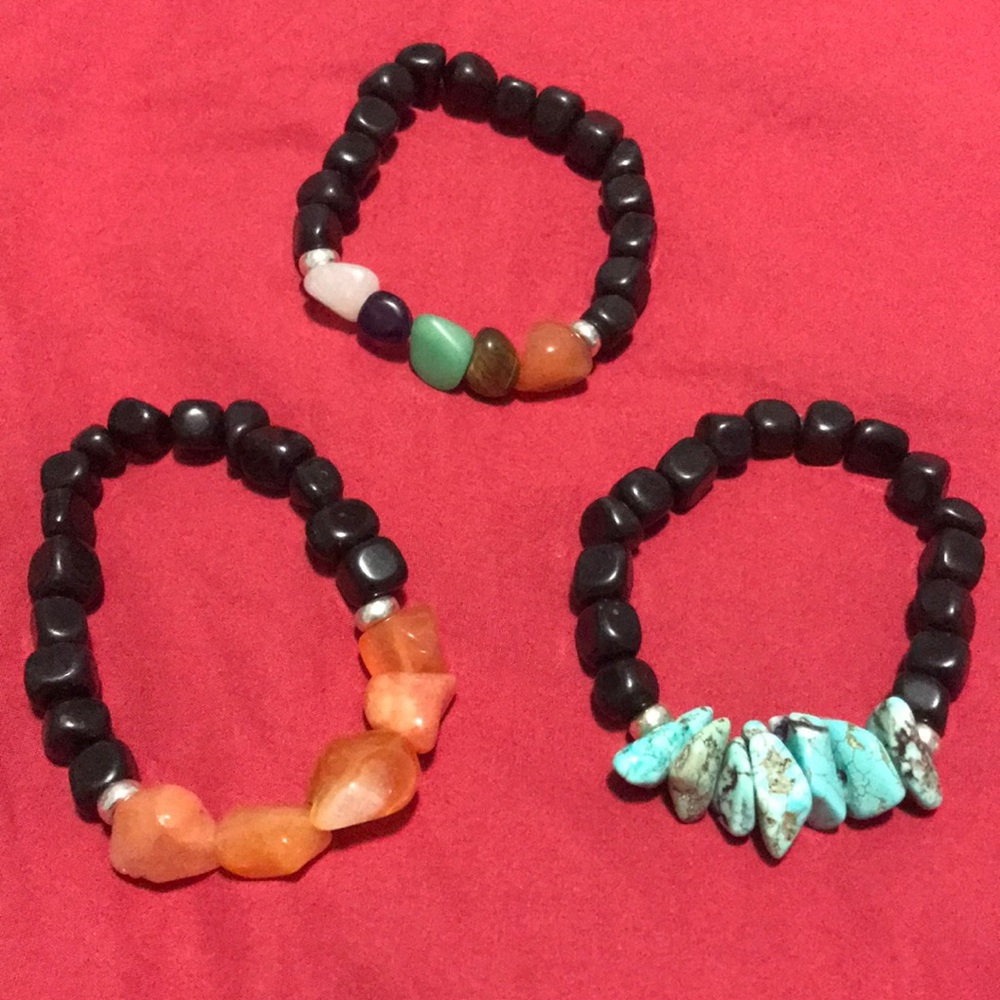 Bundle Handmade stone bead chakra bracelets
